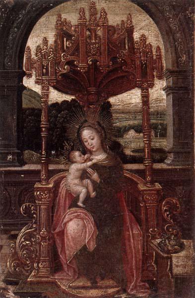unknow artist The virgin and child enthroned Spain oil painting art